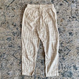 Beige Linen Tie Dye Pants